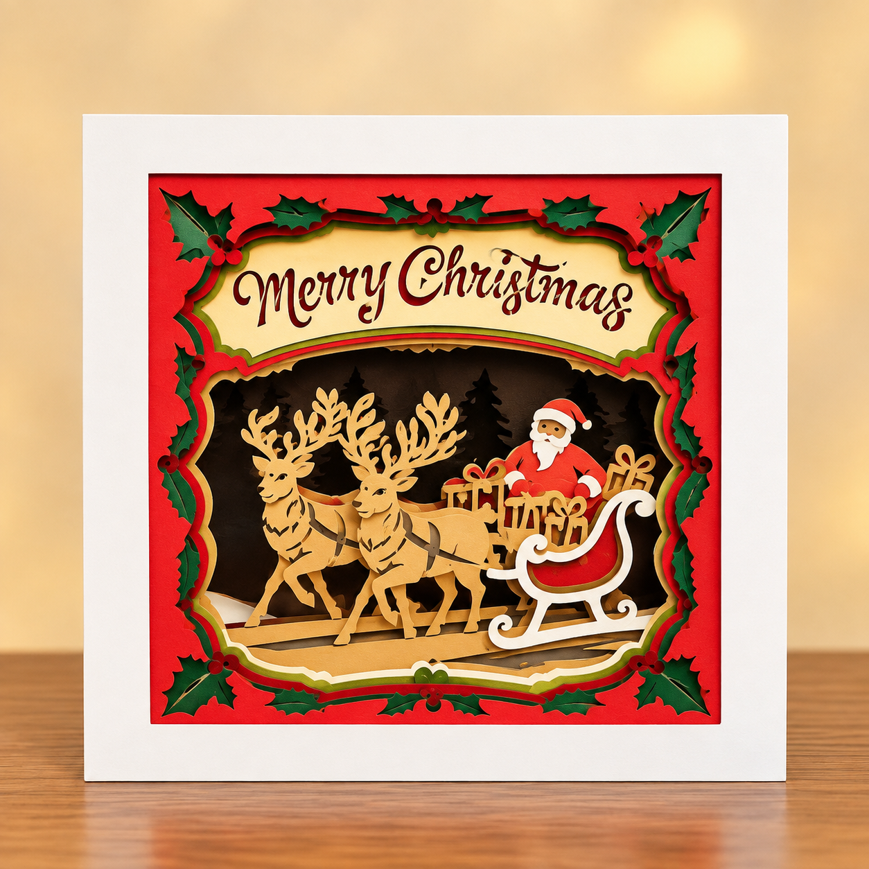 Handmade Santa and Reindeer paper craft